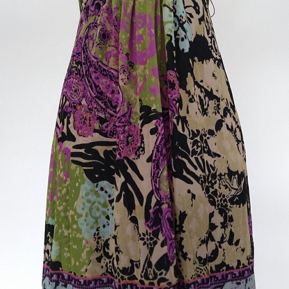 Vintage 90's ICE Mesh Floral Fit & Flare Dress Size 6 Beaded Boho Medallion - Picture 4 of 11